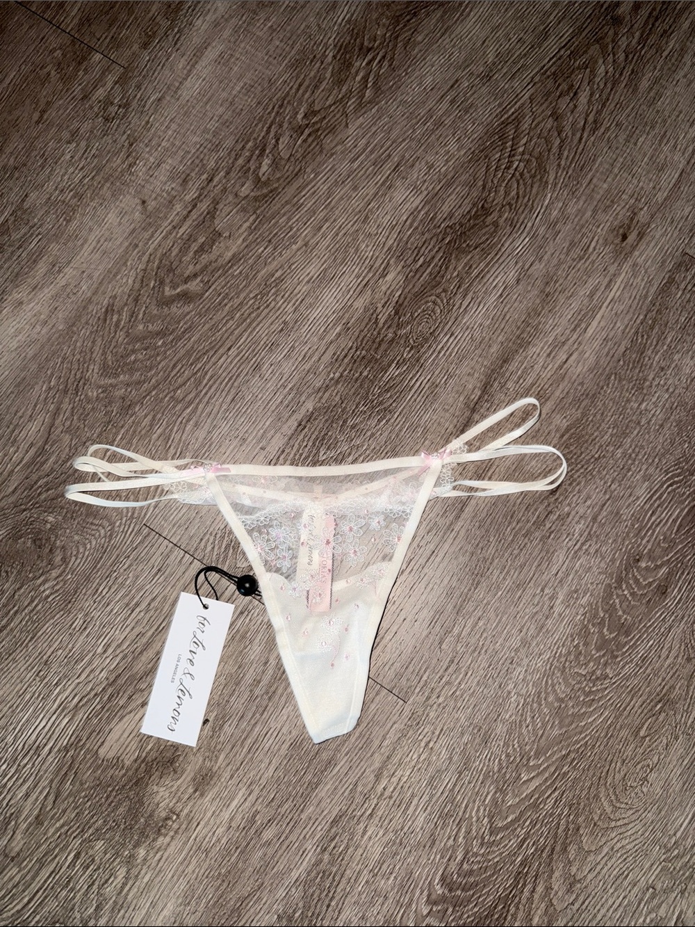 Victoria’s Secret For Love and Lemons White Lace Strappy Thong